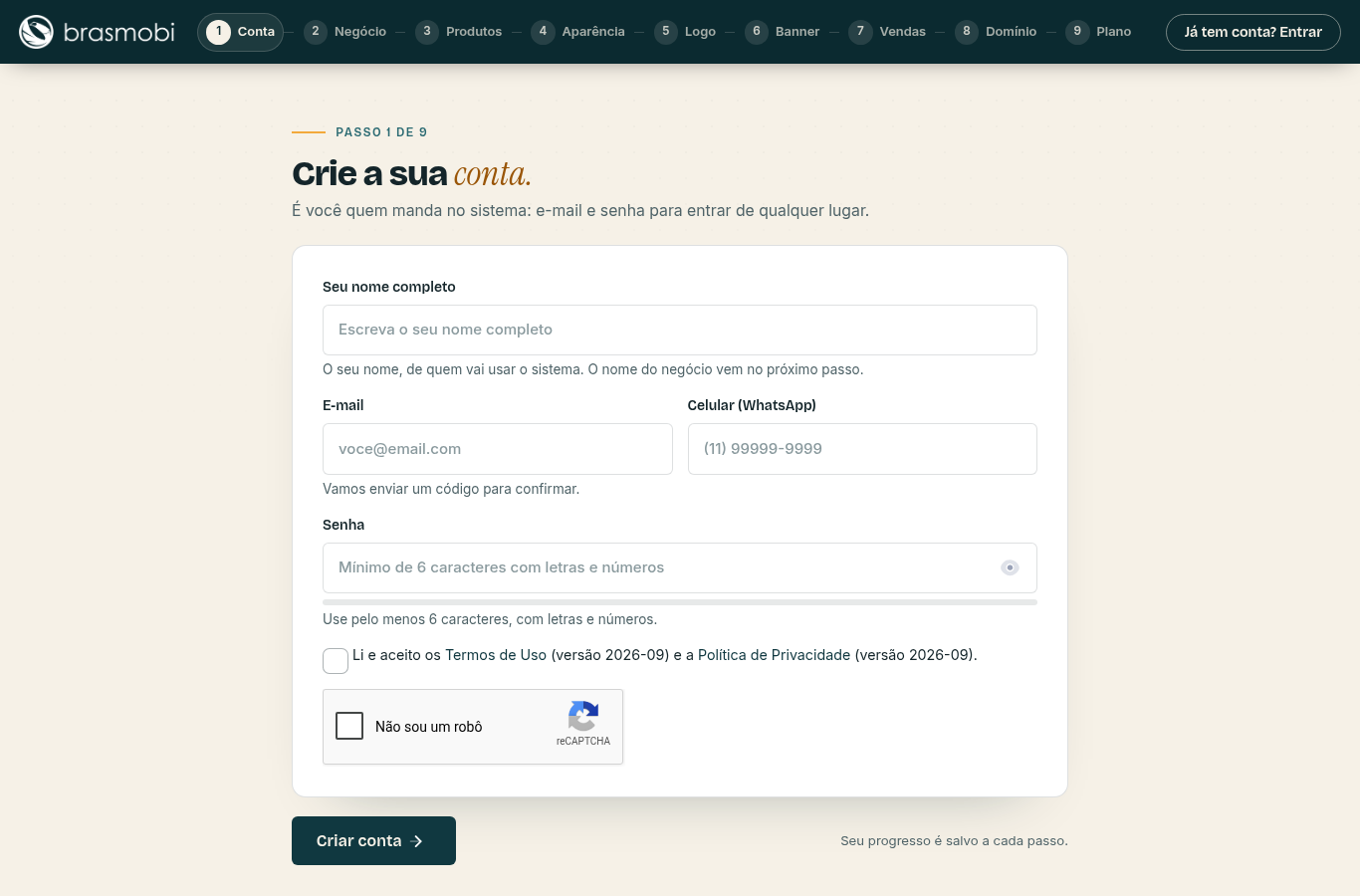 Passo 1, Conta
