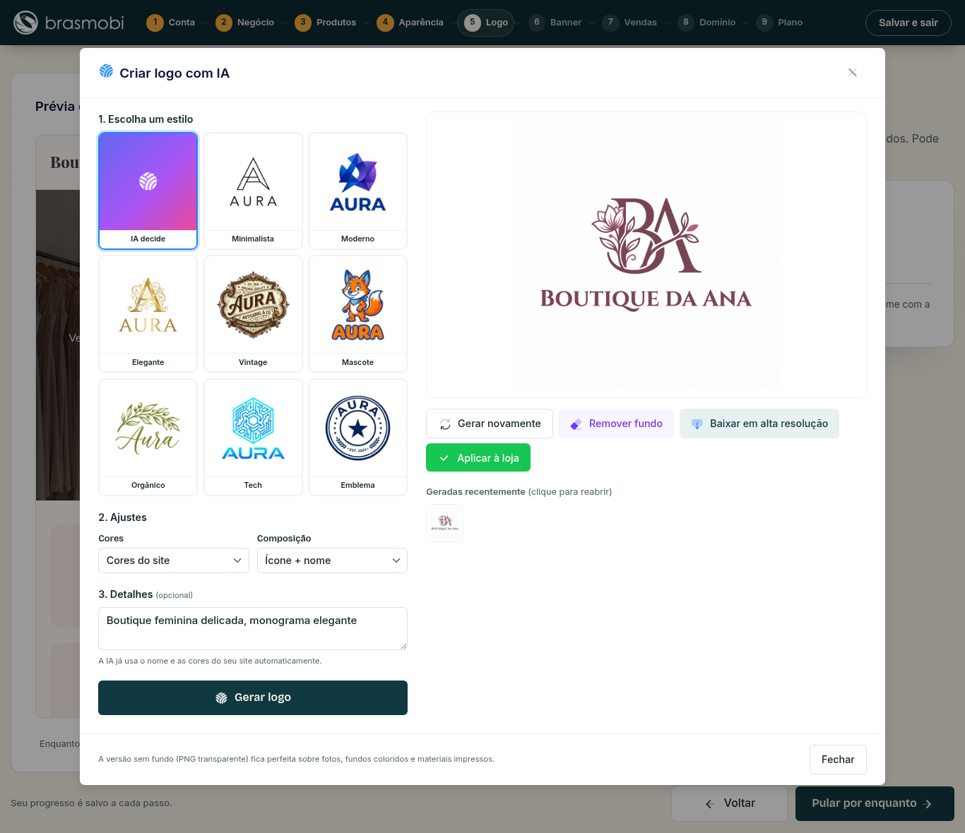 Estúdio de logo com IA